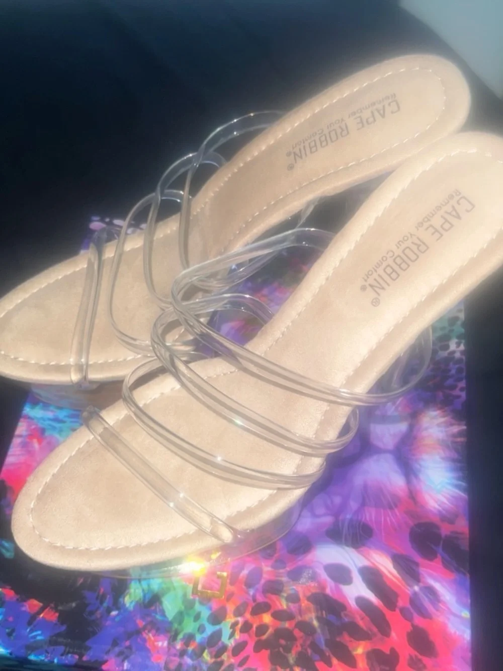 Cape Robbin Clear Platform Strappy Heels with Nude Insole